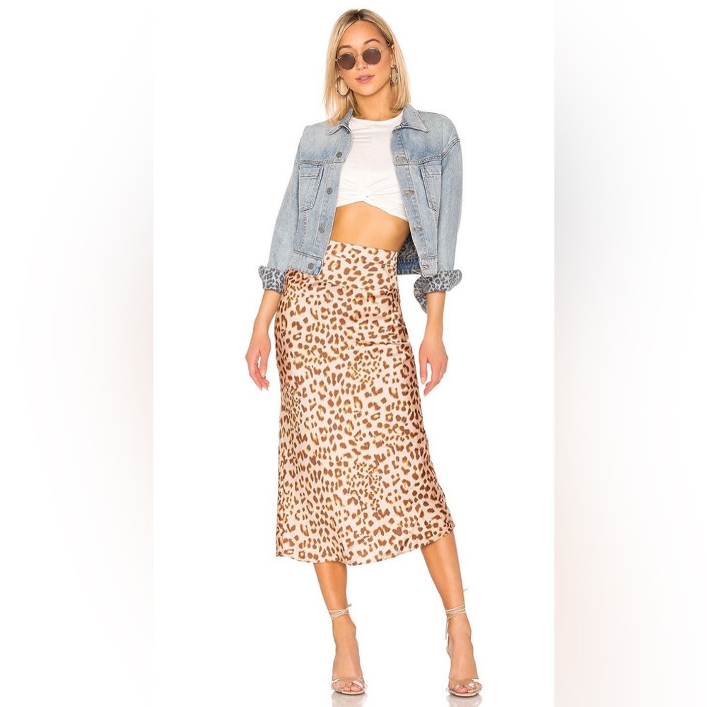 Free People Normani Bias Midi Leopard Skirt 100% Polyester
